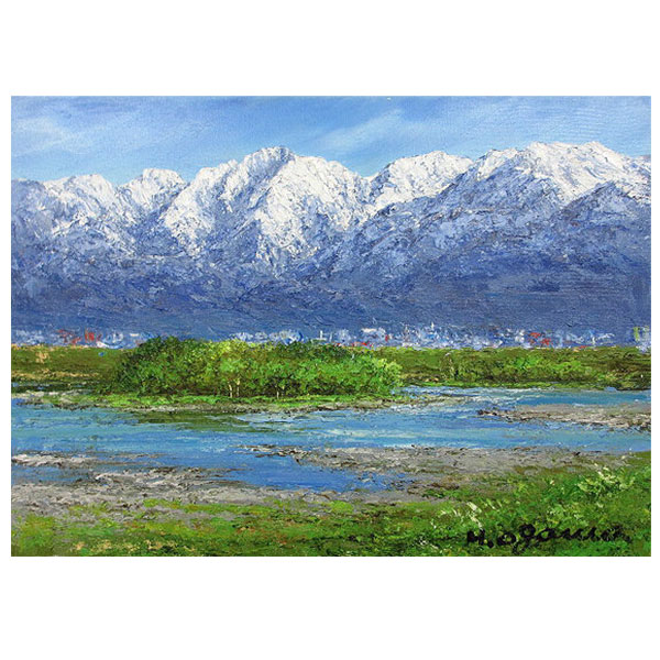 M▽小川久雄 富士山と河口湖 油彩 絵画 額縁 (38205) M▽小川久雄