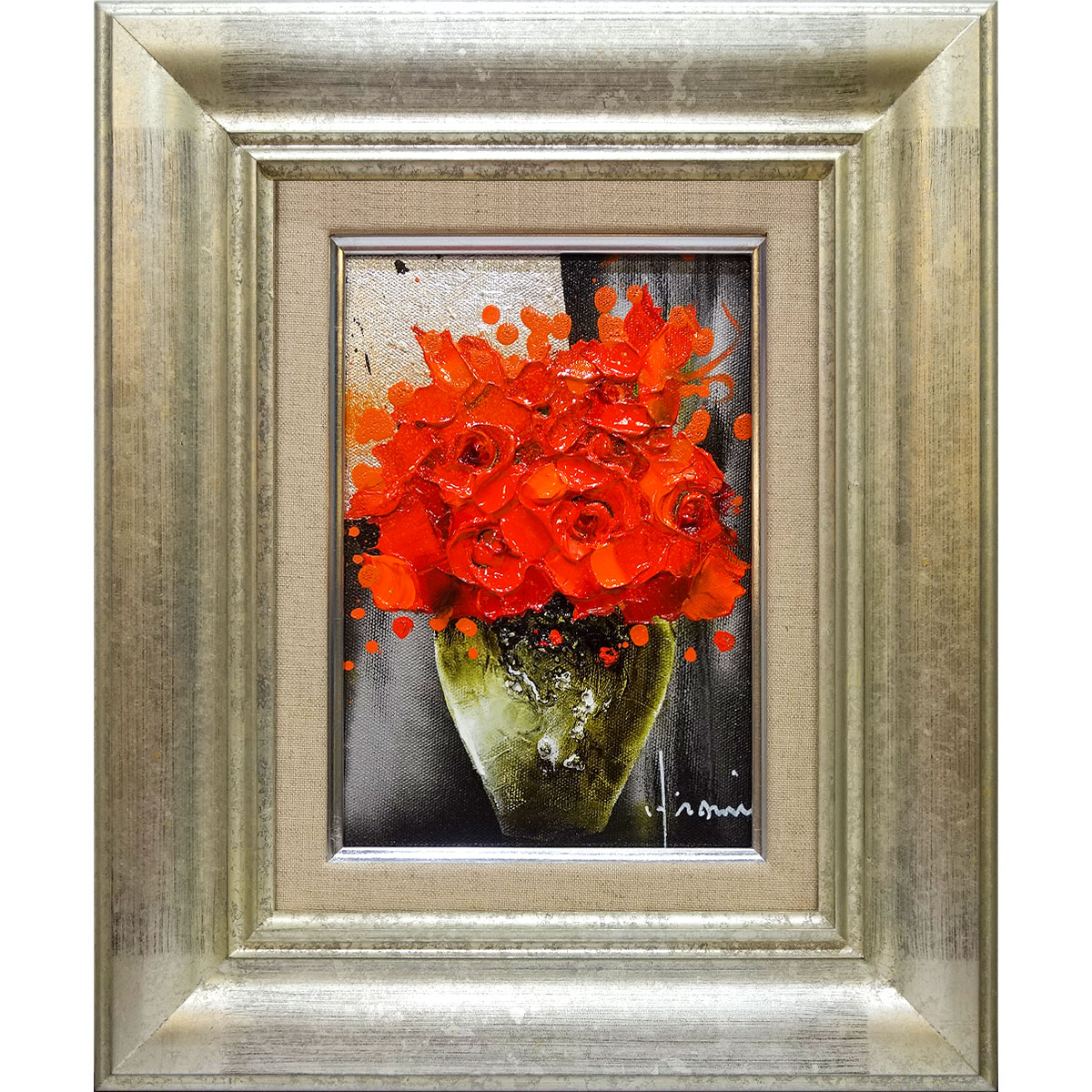 油彩画 【薔薇と花瓶】F3 油彩画 【薔薇と花瓶】F3