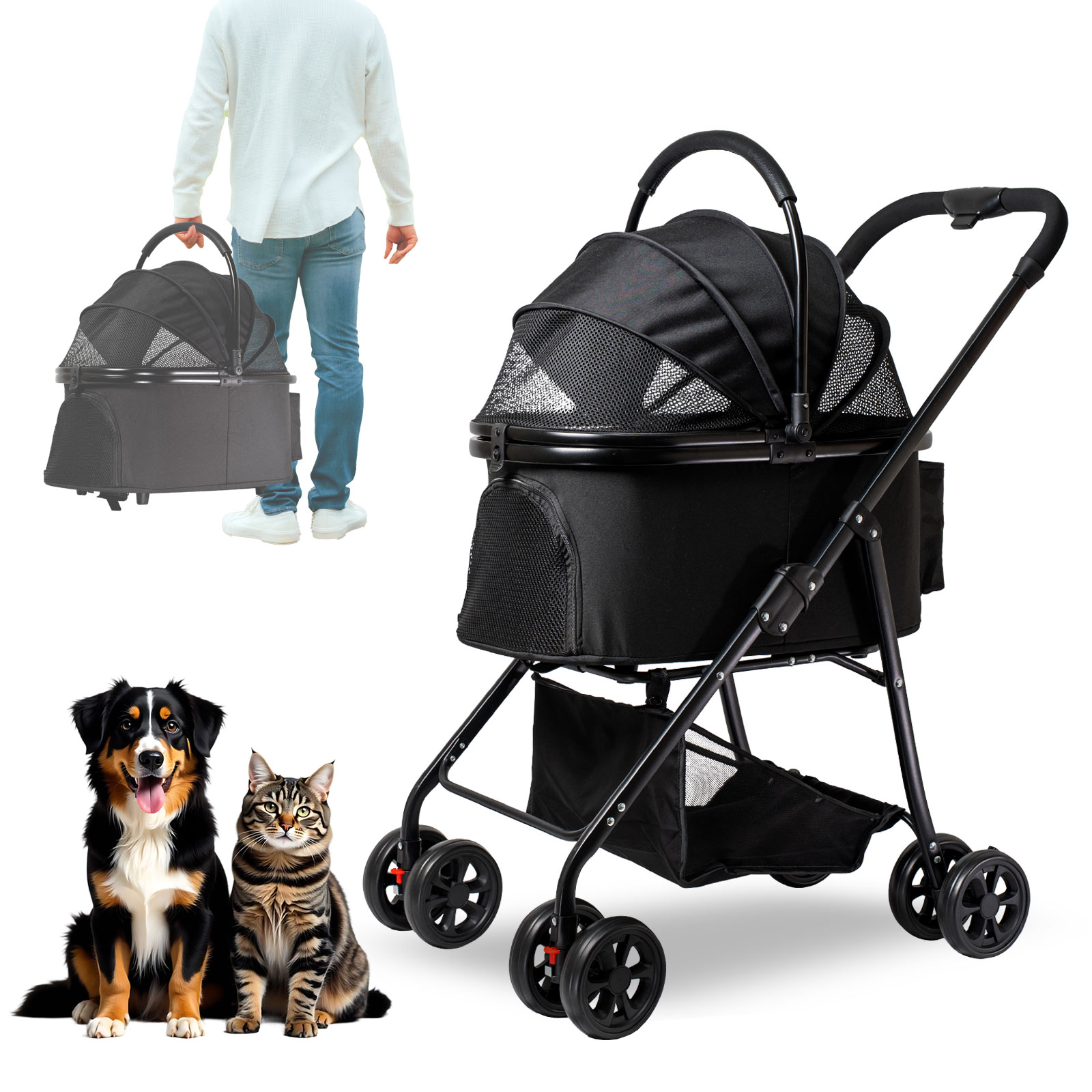 楽天市場】CLIECO ペットカート 分離型 折りたたみ ペットバギー 2WAY