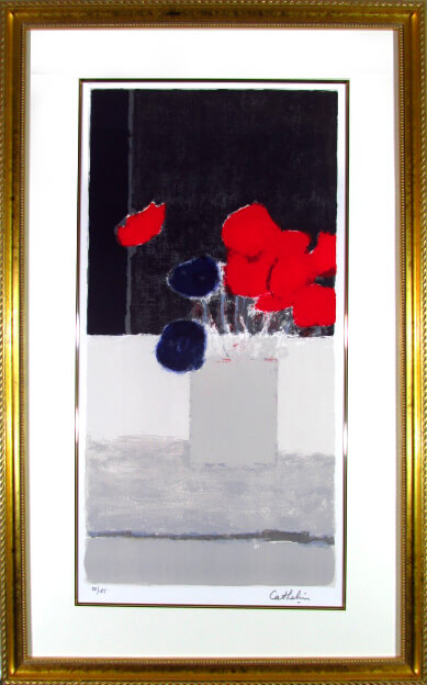 直筆サイン 真作保証 ベルナール・カトラン リトグラフ「アネモネ」画