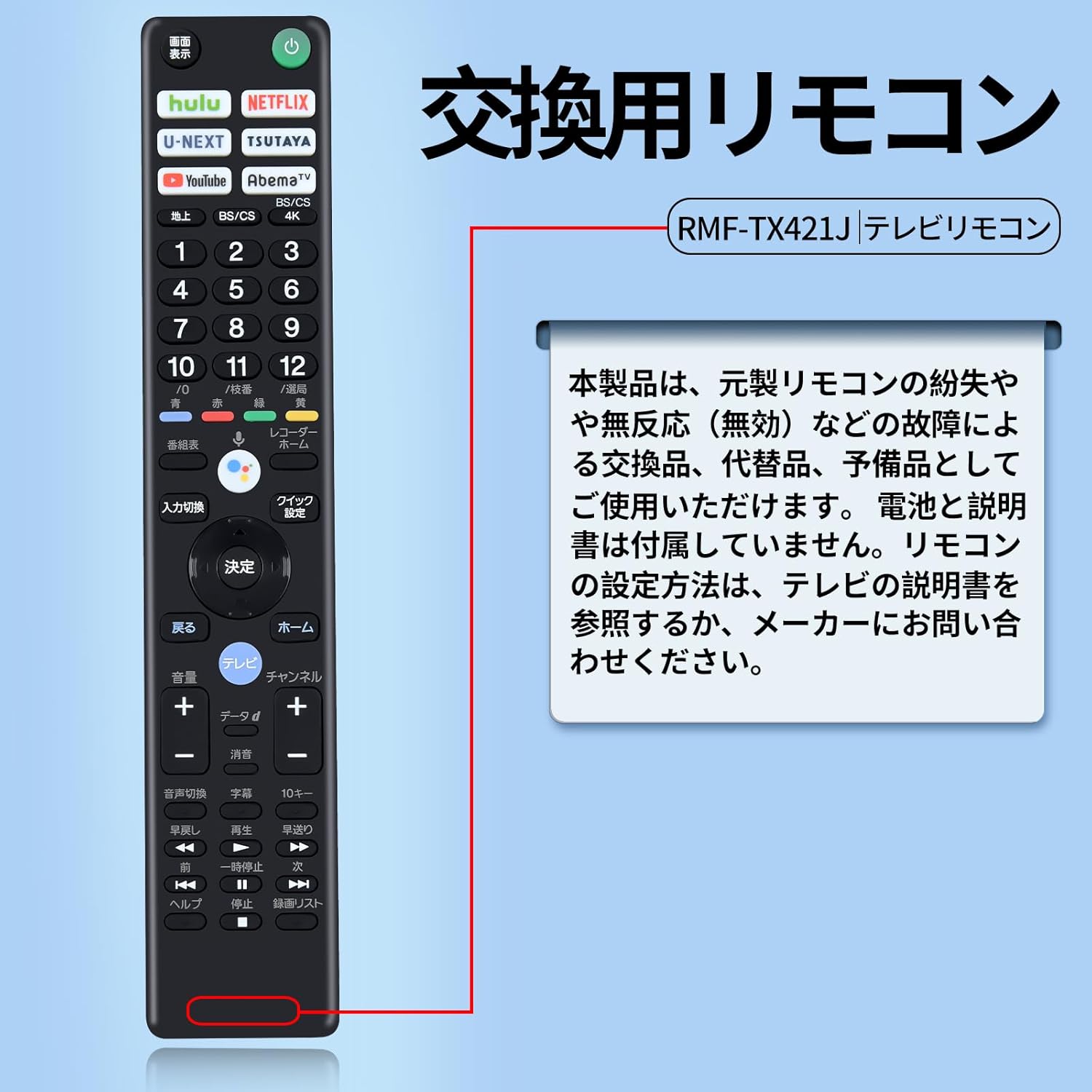 楽天市場】テレビリモコン RMF-TX421J for sony テレビリモコン ソニー
