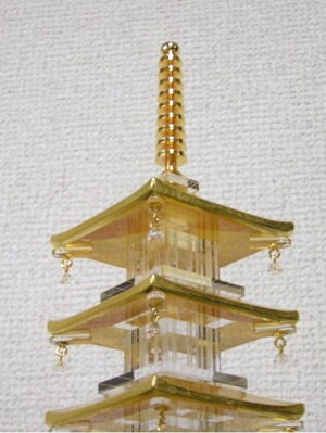 伝統工芸士 田中保山作 水晶製 『五重塔』 オブジェ 彫刻 伝統工芸士