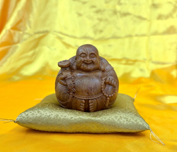 T612068 黒檀 布袋尊 立像 置物 唐木 木製 彫刻 七福神 縁起物ⅲ