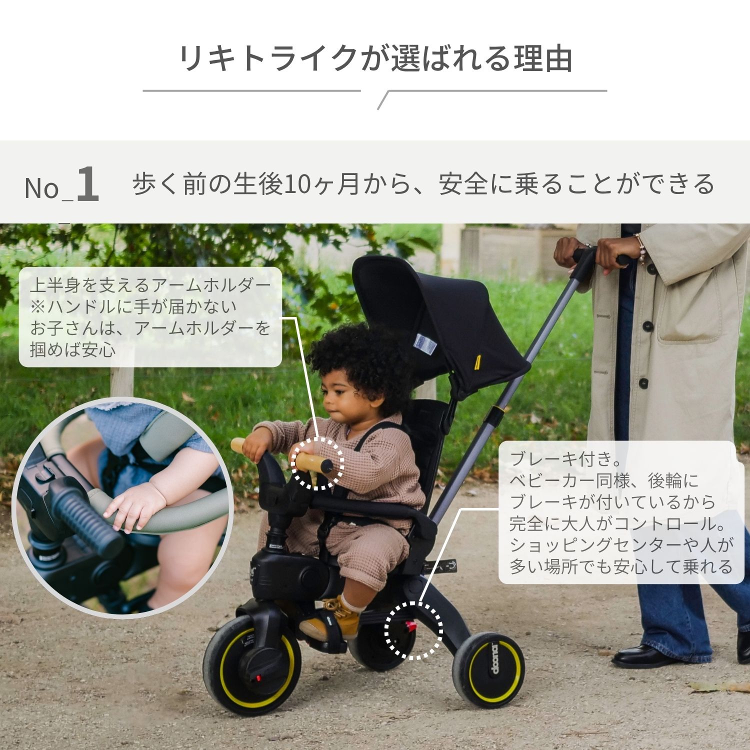 楽天市場】リキトライク プレミアム 手押し棒つき 折りたたみ 三輪車