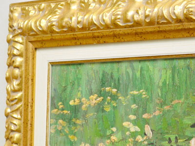 油絵 絵 絵画 インテリア 額付(青緑＋金色の枠) F6-083211人物女の子