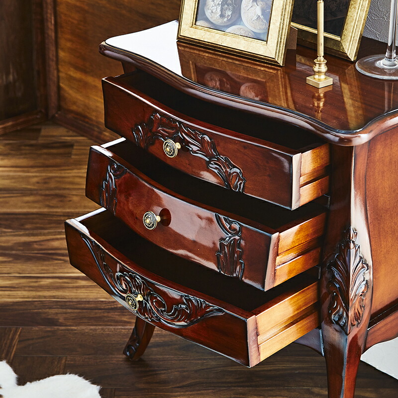 イタリア MOR-RENS社 象嵌チェスト 4段 ミドルチェスト マホガニー ①