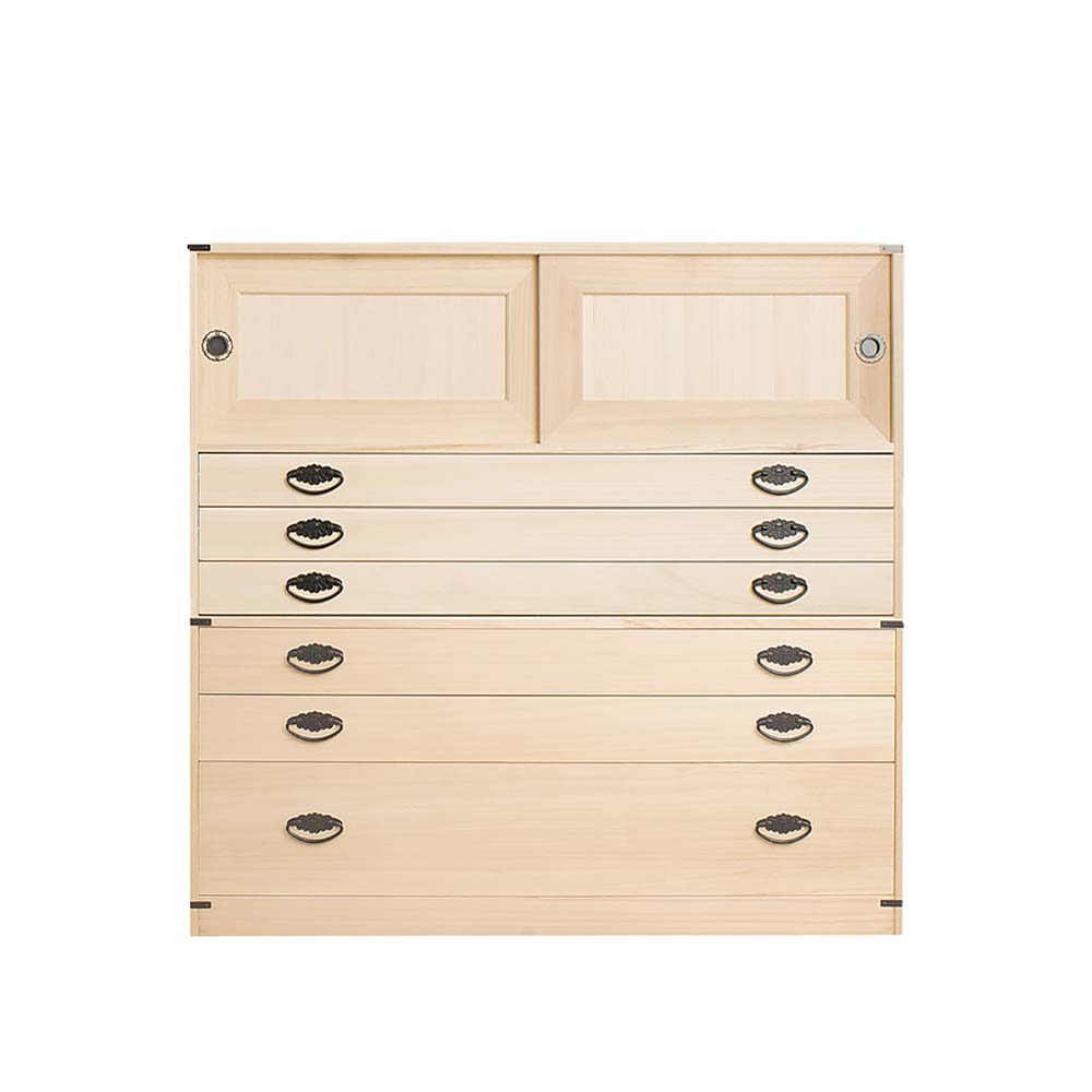 楽天市場】日本製 桐タンス引戸3杯+桐3段チェスト高さ45 タンス 箪笥