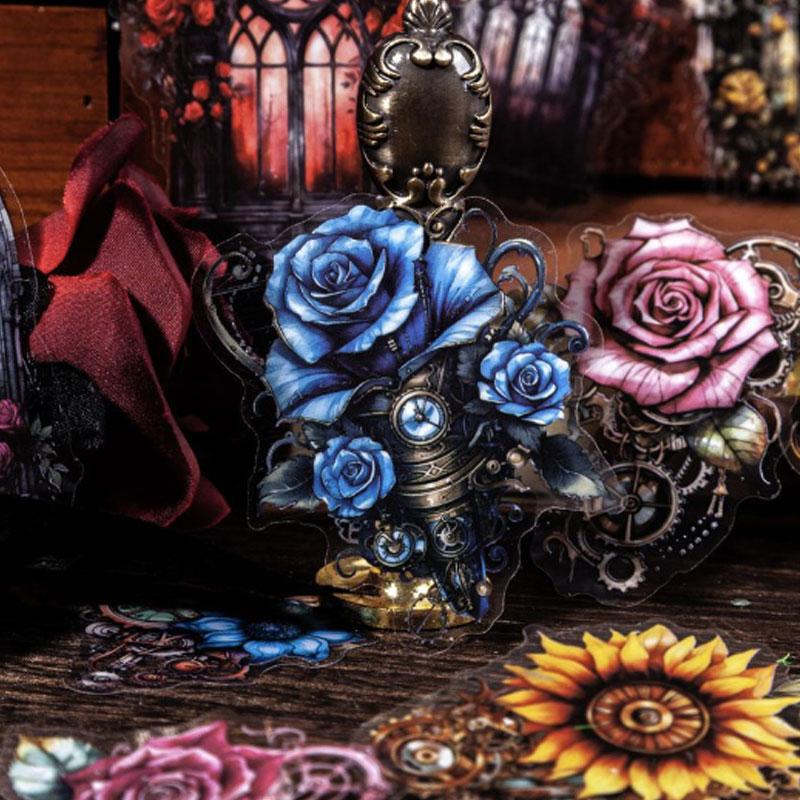 楽天市場】ST254 シール 薔薇 ローズ バラ スチームパンク 歯車