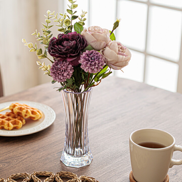 JINGFA エナメル塗装の花柄装飾花瓶（高さ約21cm）