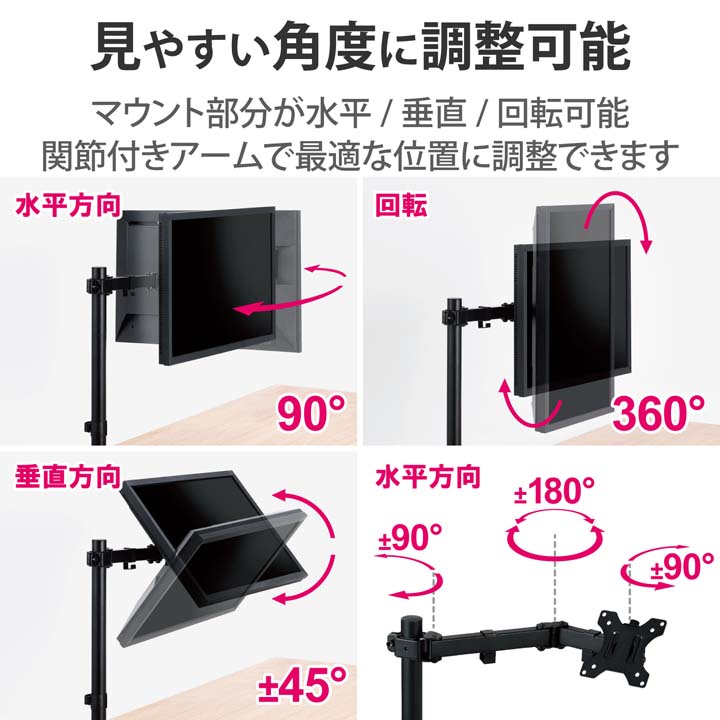 楽天市場】エレコム モニターアーム シングルアーム ロング 13インチ