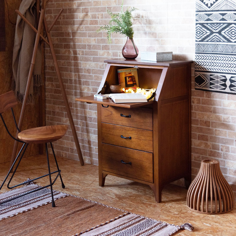 木製ライティングビュロー電話台FAX台ビューローサイドチェスト