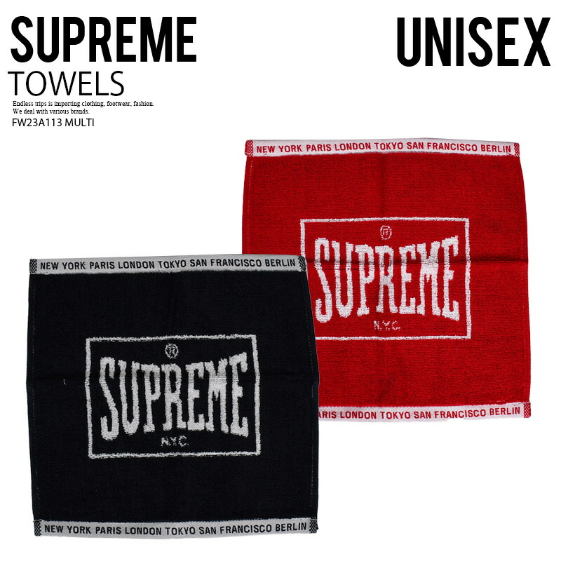 Supreme バスタオル レッド ロゴ入り Supreme ロゴ入りマフラータオル
