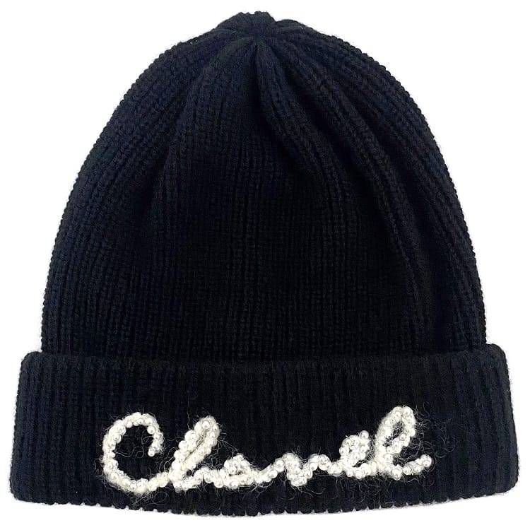CHANEL ニット帽 ブラック・ホワイト CHANEL ニット帽 ホワイト