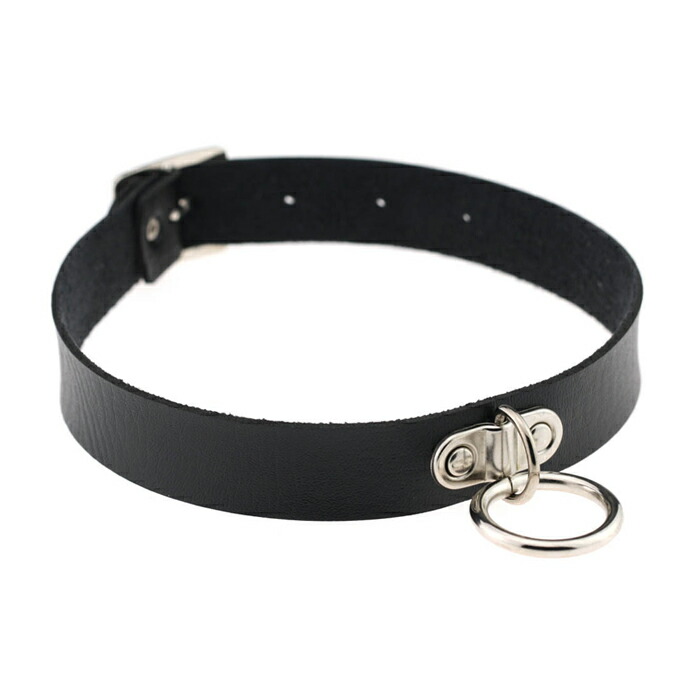楽天市場】レザー チョーカー ベルト式 リング付き 原宿系 ブラック