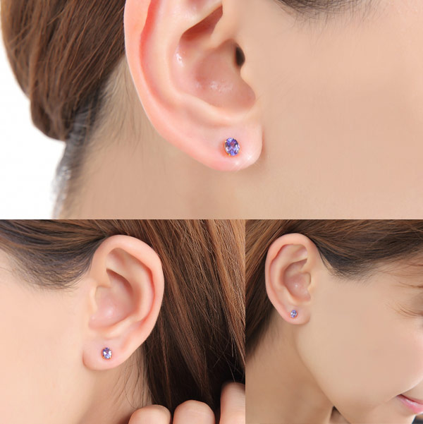 楽天市場】タンザナイト ピアス AAAクラス 5×4mm18k K18YG 18金
