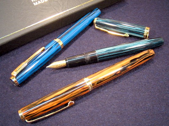 加藤製作所】セルロイド ボールペン 縦縞グリーン 大西製作所 万年筆