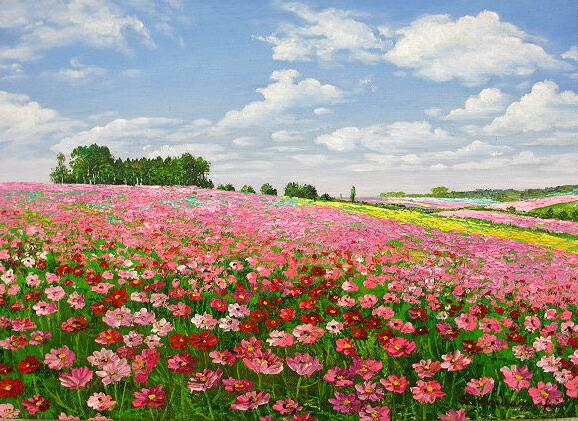 落ち葉をダイナミックに画面いっぱいF12号。保田三友紀の油絵額縁