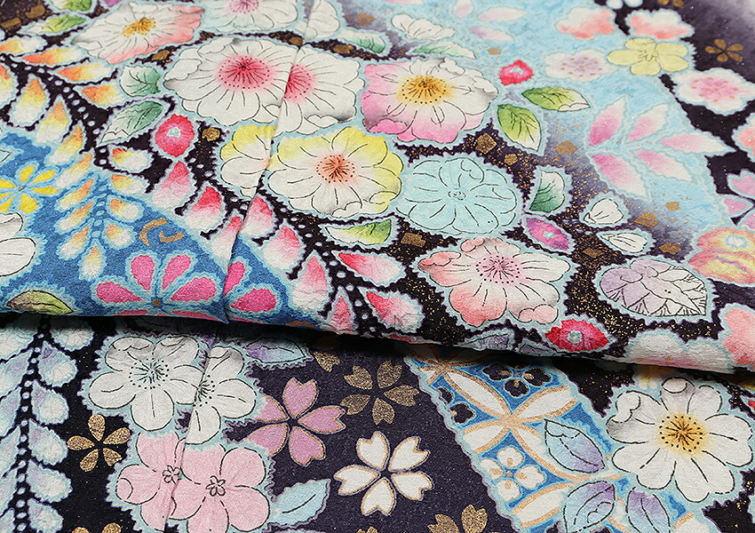 楽天市場】振袖 販売 フルセット 辻が花 桐屋 桐屋翠山工房 青 白 正絹