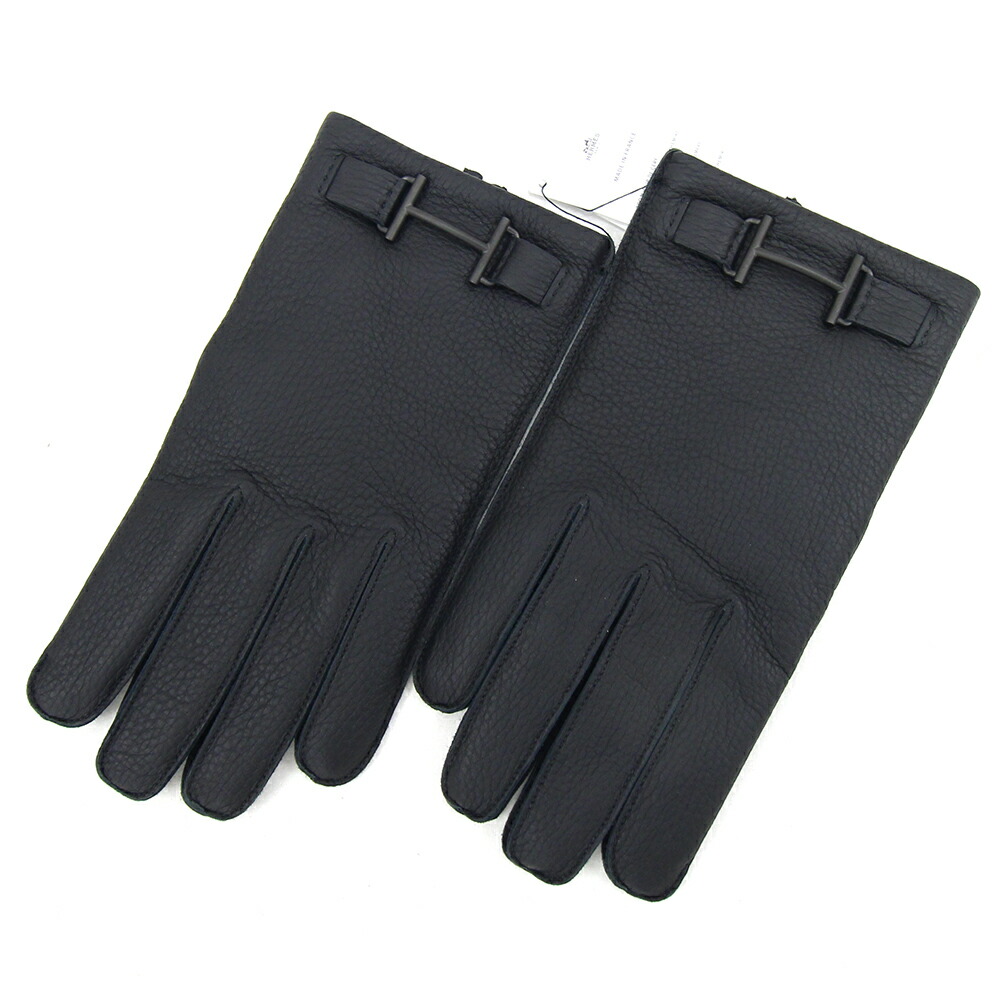 楽天市場】エルメス メンズグローブ ブラック ディアスキン カシミア