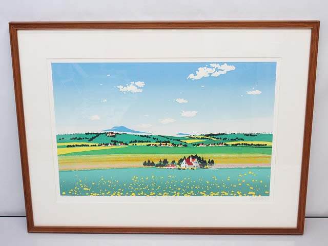 楽天市場】【中古】額装 佐藤芳彰 花咲く田園 シルクスクリーン