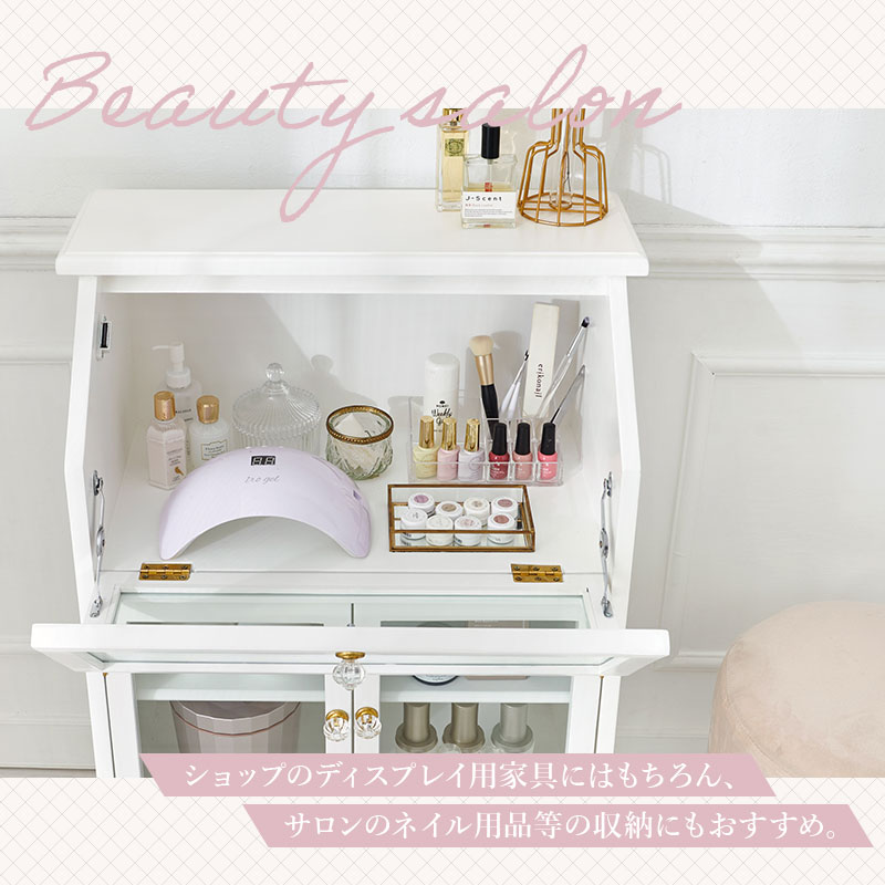 楽天市場】ガラス扉付き ロマンチックなディスプレイキャビネット（白