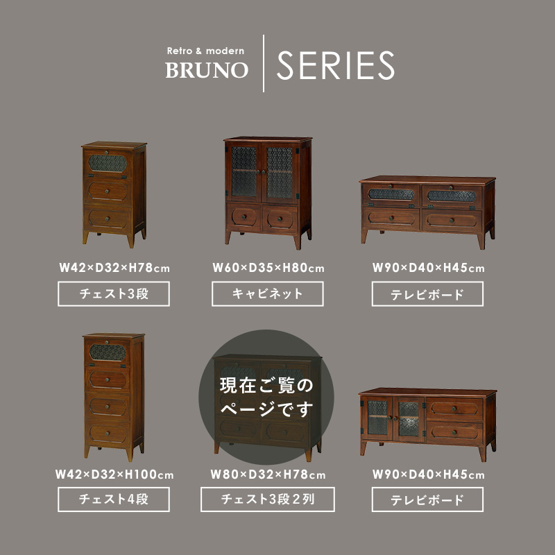 楽天市場】レトロ花ガラス チェスト3段6杯【Bruno】ブルーノシリーズ