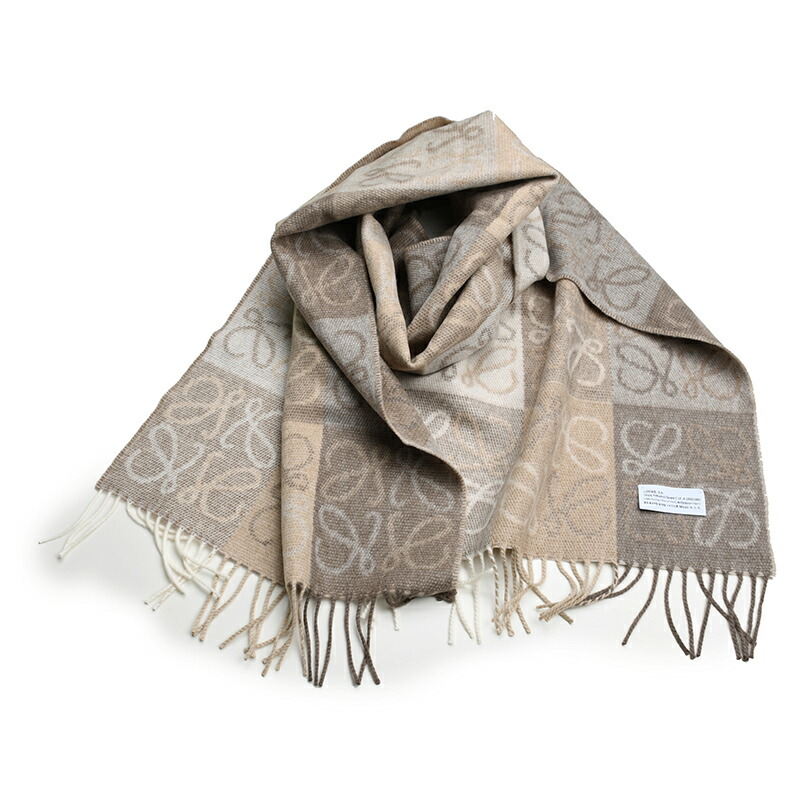 □ 47978☆LOEWE ロエベ マフラー アナグラム柄 カシミヤ90% LOEWE