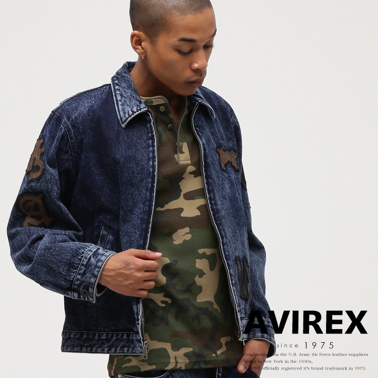 楽天市場】AVIREX 公式通販｜LEATHER PATCH DENIM JACKET / レザー