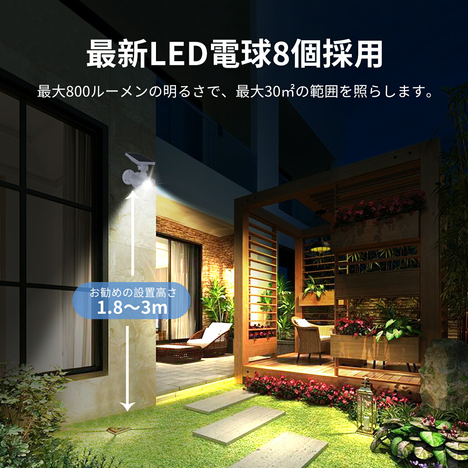 楽天市場】A-ZONE ソーラーライト IP66防水 防塵 人感 センサーライト