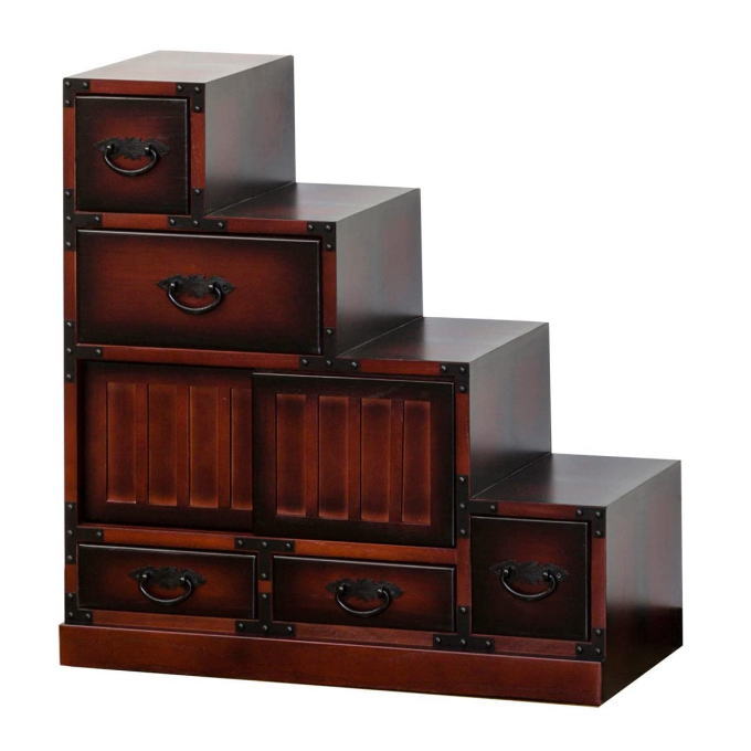 楽天市場】＼本日ポイント5倍／民芸調 階段箪笥（たんす）右下がり