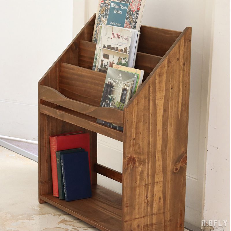 楽天市場】木製 マガジンラック ハンドメイド ウッド 本棚 パイン材