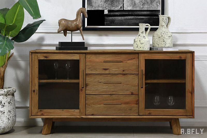 キャビネット レトロ リビングボード ブラウン こげ茶 古材使用