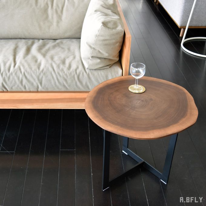 楽天市場】サイドテーブル 丸太テーブル ウォールナット材 木製 天然木
