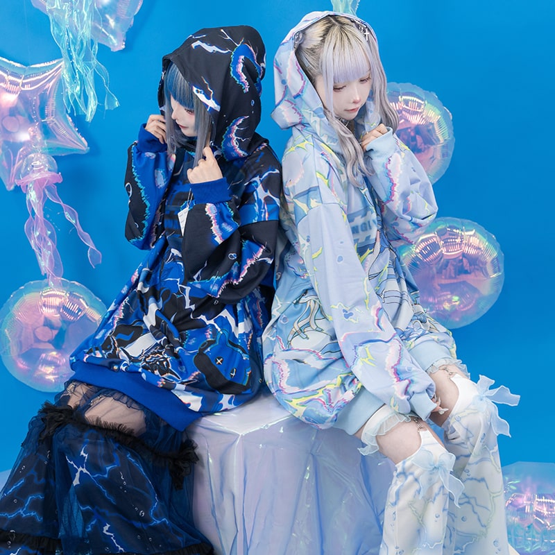 楽天市場】クラゲサイバー パーカー 長袖 原宿 原宿系 ファッション