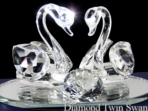 楽天市場】白鳥 ペアスワン オブジェ ツイン ダイヤモンド スワン