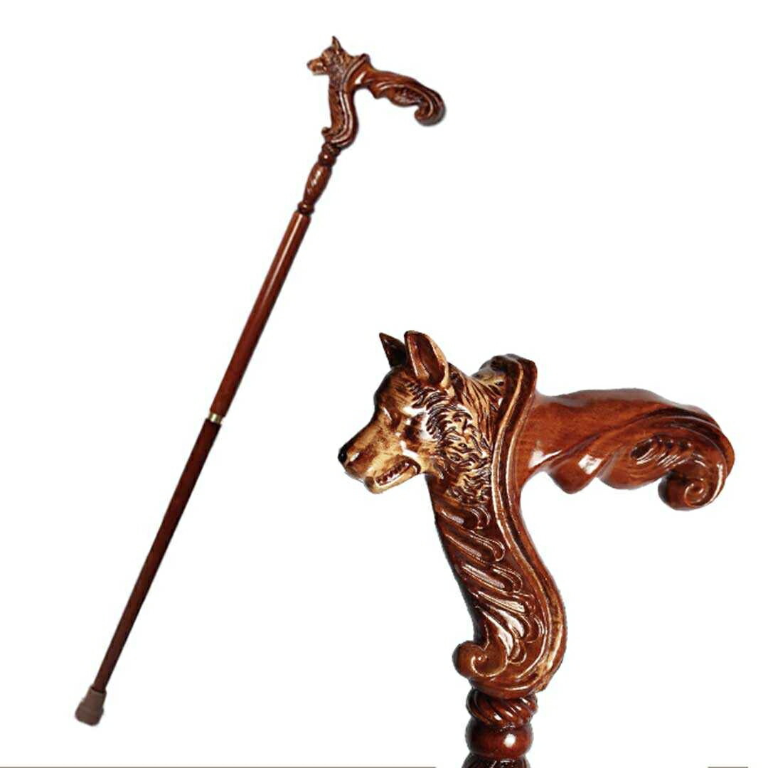 楽天市場】【ランキング1位獲得】 杖 木製 イーグル スカル ライオン