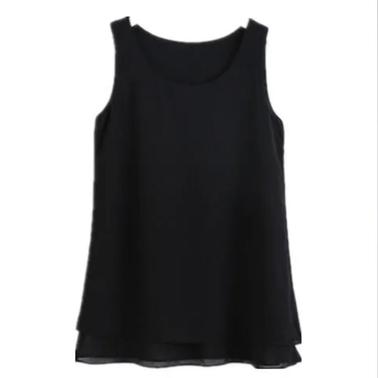 タンクトップ ノースリーブトップス ヒスガール風 女性 黒 3L 2XL 古着