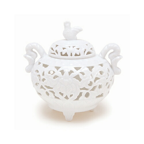 香炉 杉原一壺 有田焼 透かし 唐草 白磁 三脚香炉 初釜茶道具 茶道