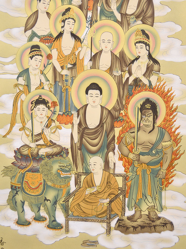 真作/大保祥雲/真言十三佛/美品/桐共箱付/布袋屋掛軸HD-923 真作/大保