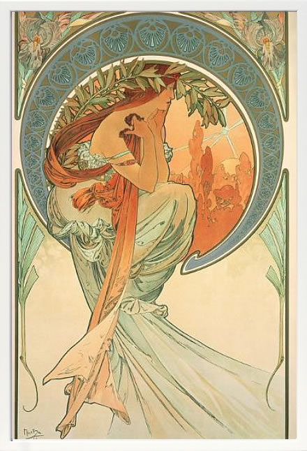 アルフォンス・ミュシャ ブルネット 内袋付き リトグラフ 楽天市場