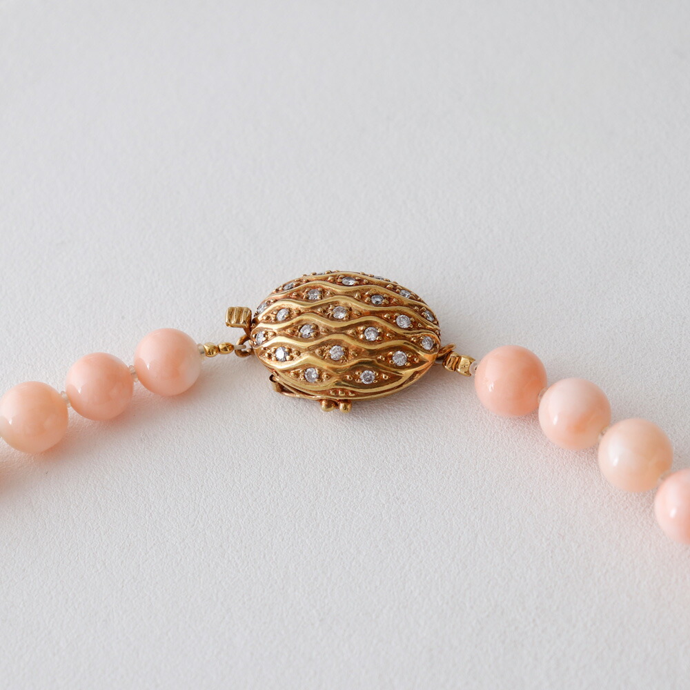 楽天市場】≪1年保証付き≫ 本ボケ珊瑚7.5〜13.5ミリ玉55センチK18