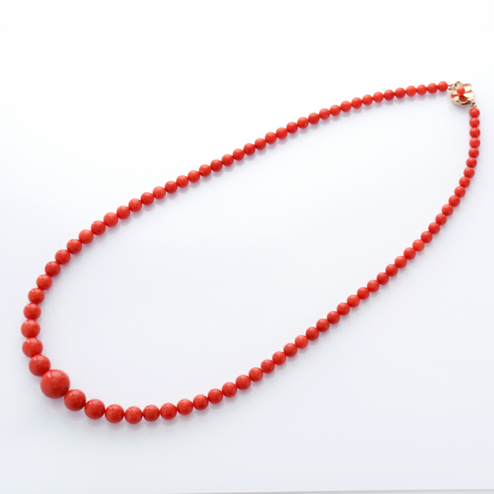 楽天市場】≪1年保証付き≫ 赤珊瑚5〜12.7ミリ玉54センチK14 上品 希少