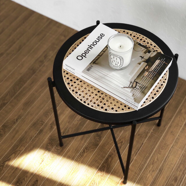 楽天市場】ラタン サイドテーブル 直径40cm 【ART OF BLACK】 : ART OF