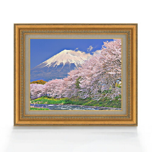 楽天市場】【油絵 直筆仕上げ】富士山-桜- F6サイズ 額入り 【/額入り