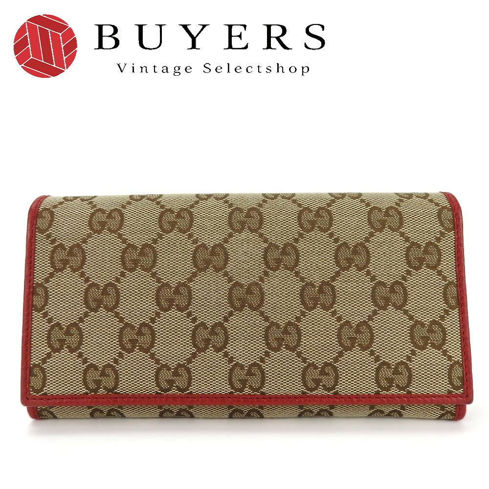 GUCCI グッチ 二つ折り財布 GGキャンバス ブラウン ベージュ