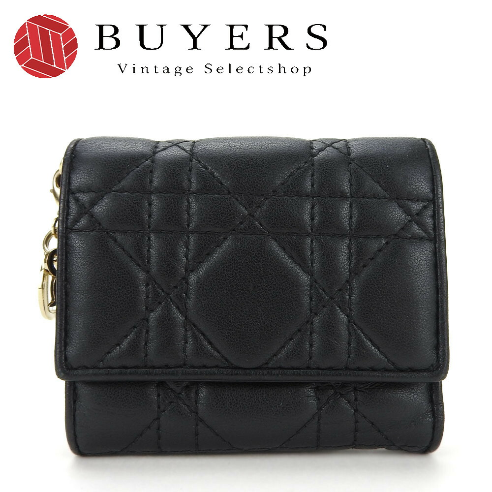 Dior ブラック キルティング三つ折り財布 ウォレット