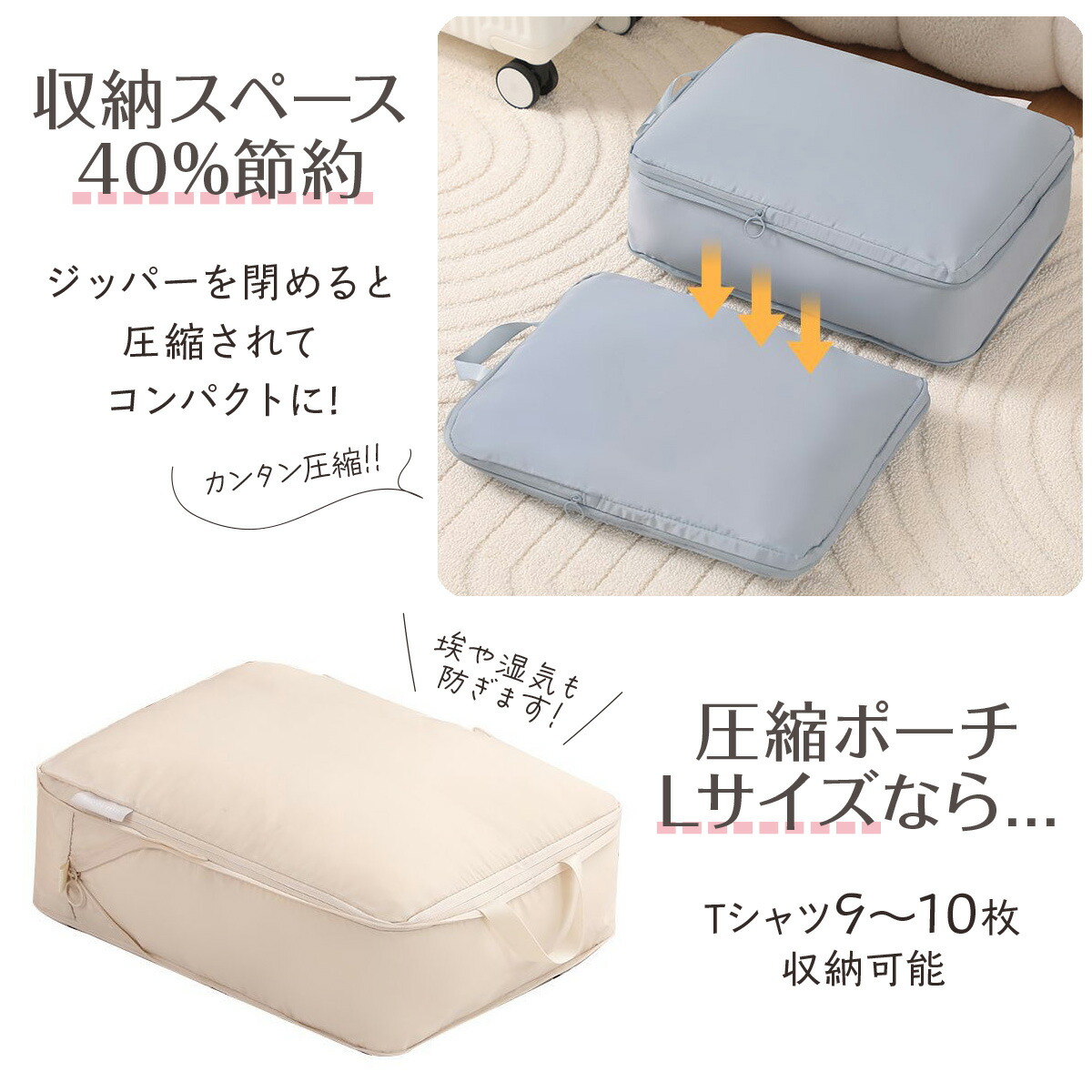 楽天市場】旅行ポーチ トラベルポーチ 6点 セット 圧縮トラベルポーチ