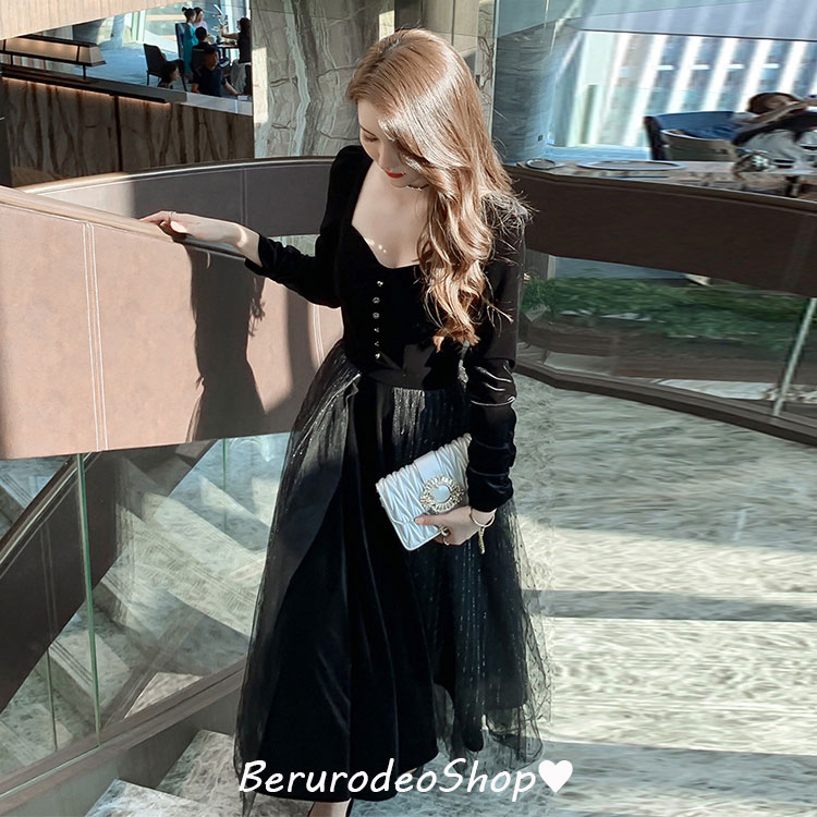 クリアランス ローラアシュレイ ベロア ロング ドレス ワンピース