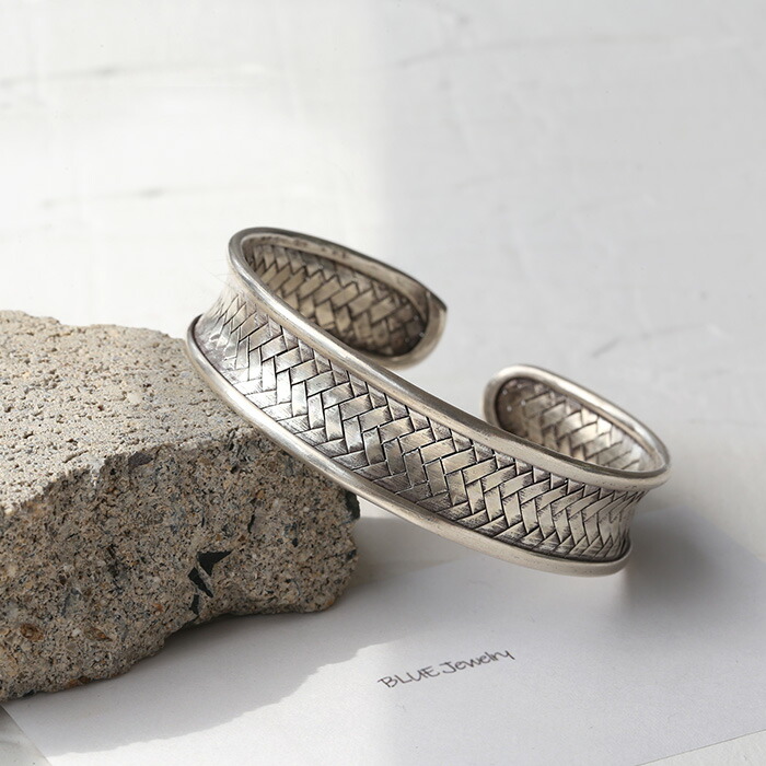 銀製 SILVER 950 刻印有 植物紋様 シルバーバングル ブレスレット純銀