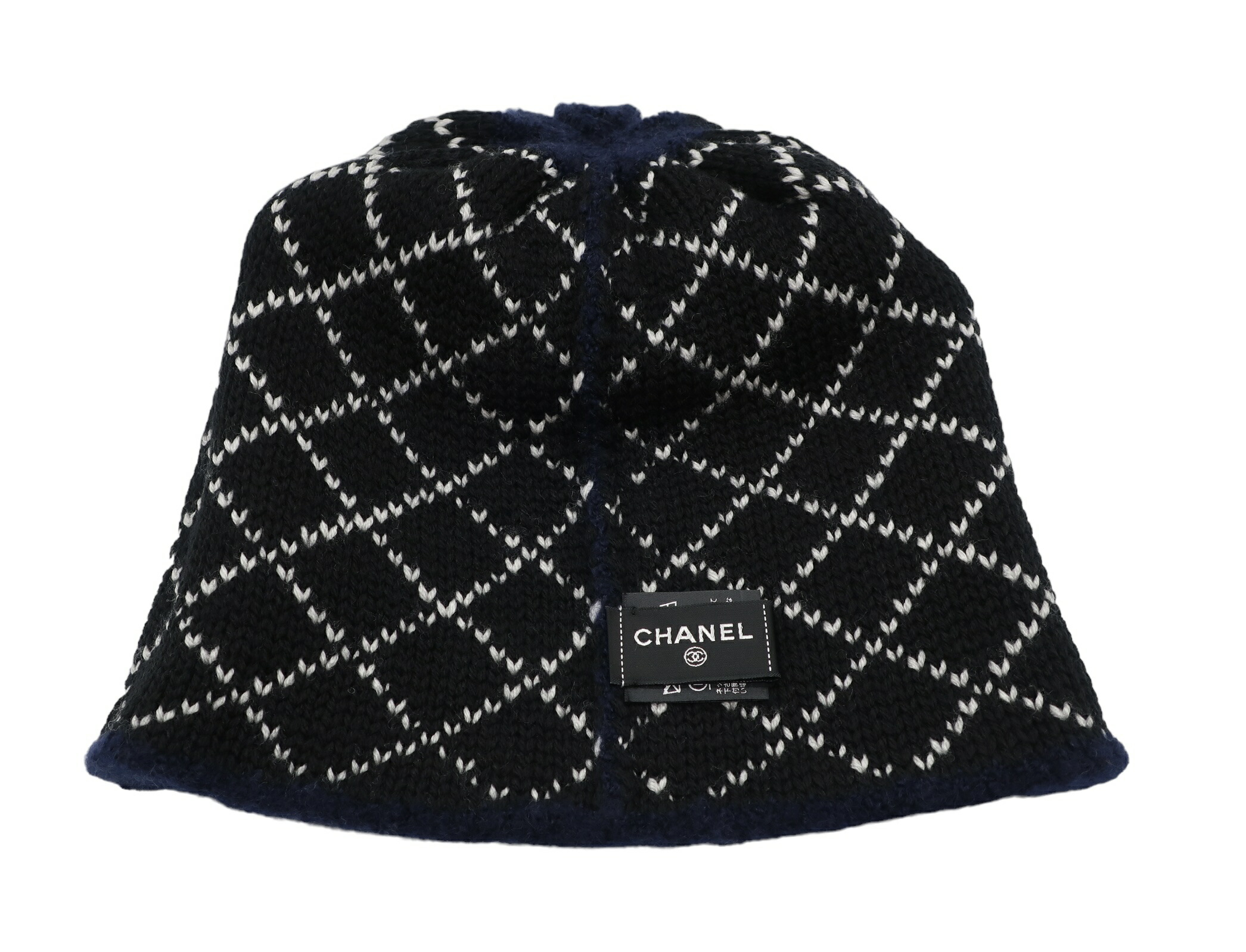 楽天市場】CHANEL シャネル ニット帽 帽子 ココマーク ネイビー ウール